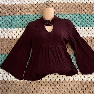 Collective Concepts Deep Burgundy Dolman Sleeve Blouse Shirt Top Womans sz Small